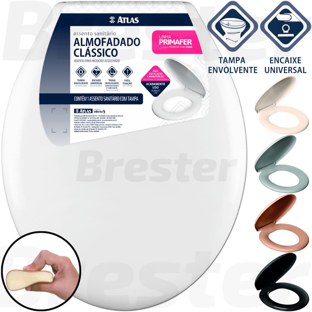 Assento Sanitário Almofadado Qualidade Oval Clássico Original Tampa Vaso Deca Celite Icasa Universal