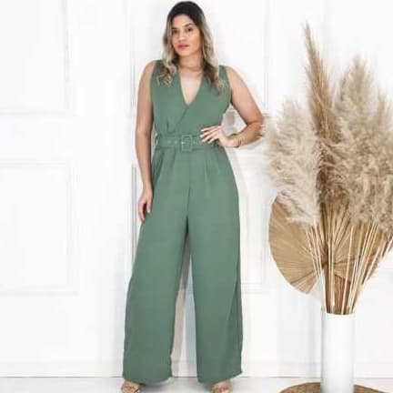 Macacão Feminino Longo  duna Regata con cinto