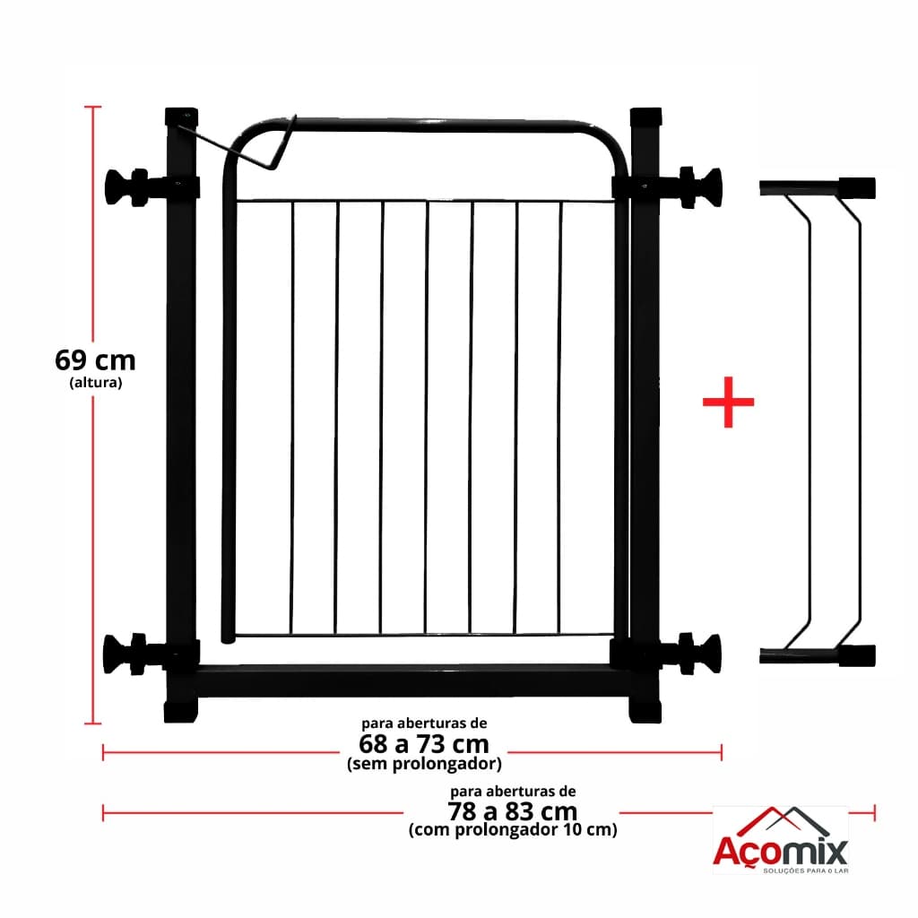 Portão Pet Grade Aramado Pro! Proteção Para Cães Portão para Bebes Segurança Para Crianças Com Extensor de 10cm