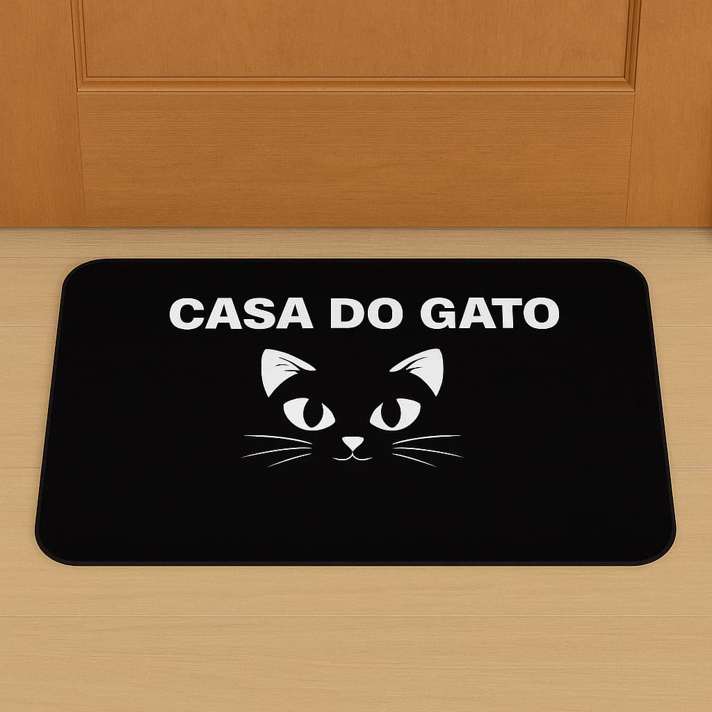 Tapete Antiderrapante 34x60cm | Gatos, Cães, Frases | Decoração Porta ou Banheiro