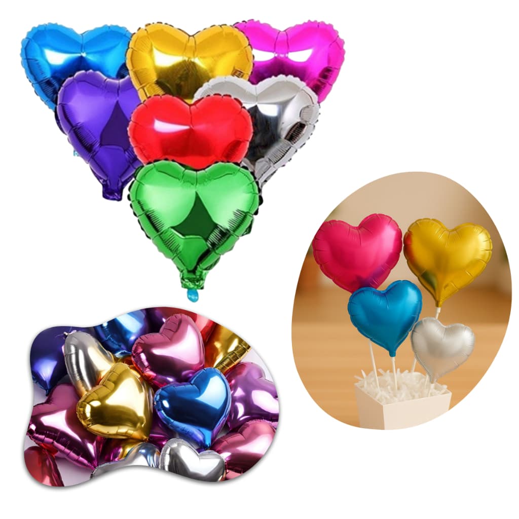 50 Balão Coração 22cm Metalizado 10 Polegadas Decoração Dia Mães Namorados