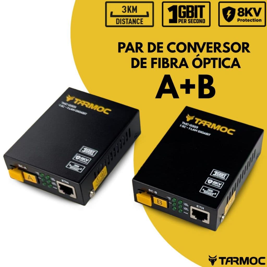 Tarmoc TMC-GS03  CONVERSOR DE FIBRA ÓPTICA MÍDIA Switch 1 SC 1 LAN / 1 FO 1 LAN 10/100   Proteção contra surtos 8KV