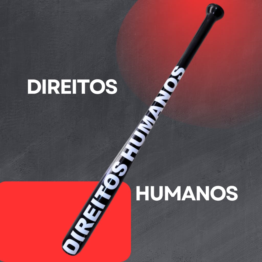 Taco de Beisebol Direitos Humanos Preto – Madeira de Angico Nobre Estilo Imponente Adesivo Vinílico Premium