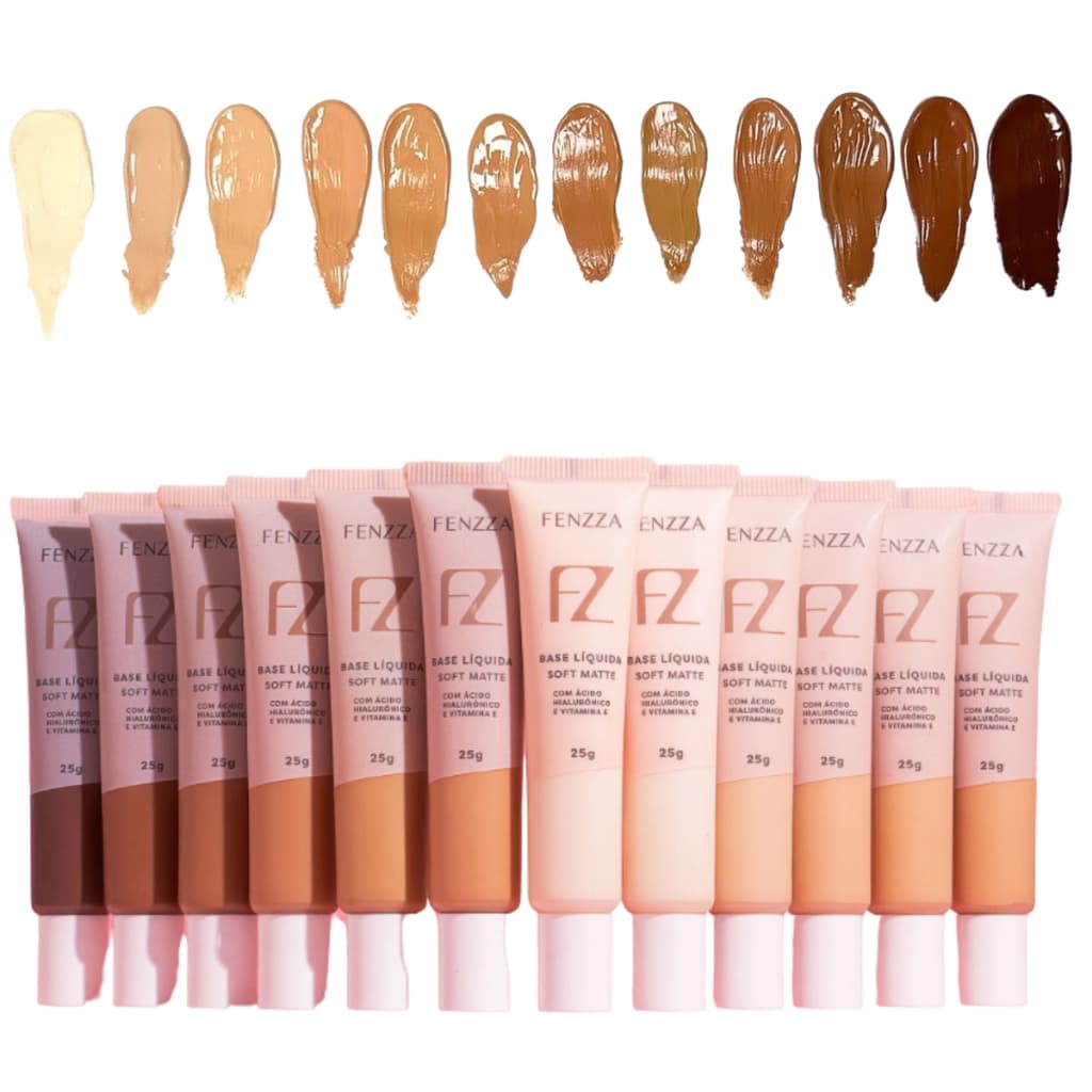 Base Líquida Facial Soft Matte Fenzza Com Ácido Hialuronico e Vitamina E