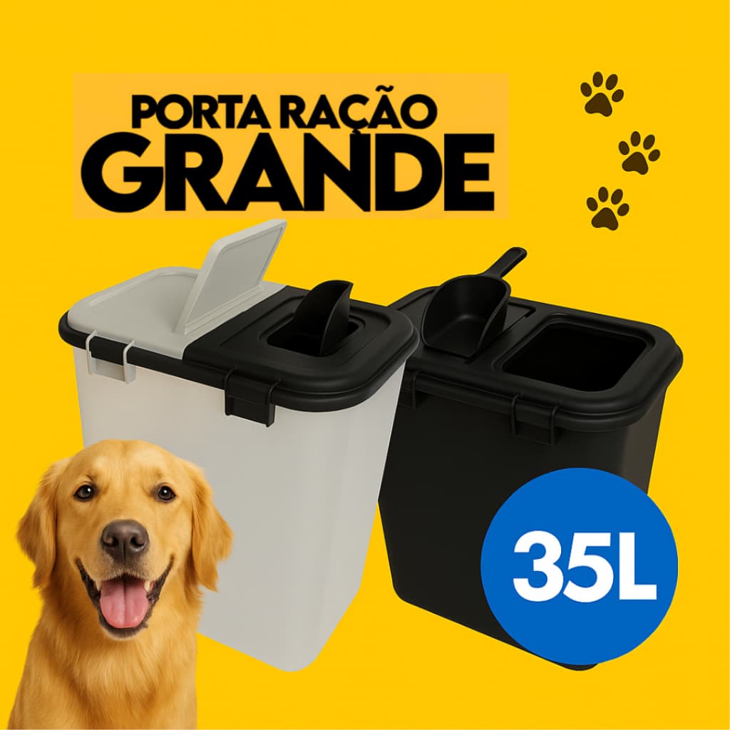 Container Porta Ração 15KG + Pá Dosadora Com 35 Litros