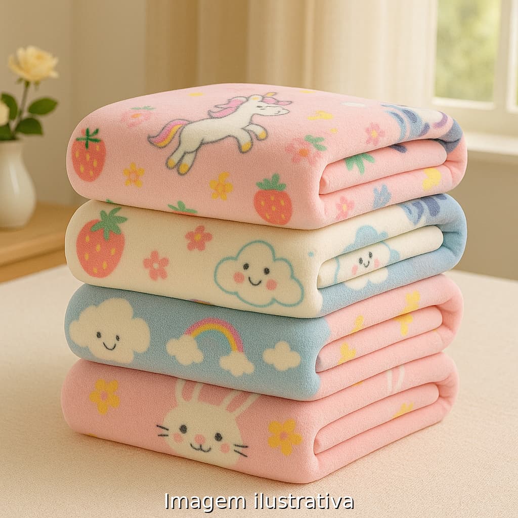 KIT 2 Manta Cobertor Bebe Infantil Microfibra Antialérgico Preço Baixo Manta Cobertor Soft Infantil