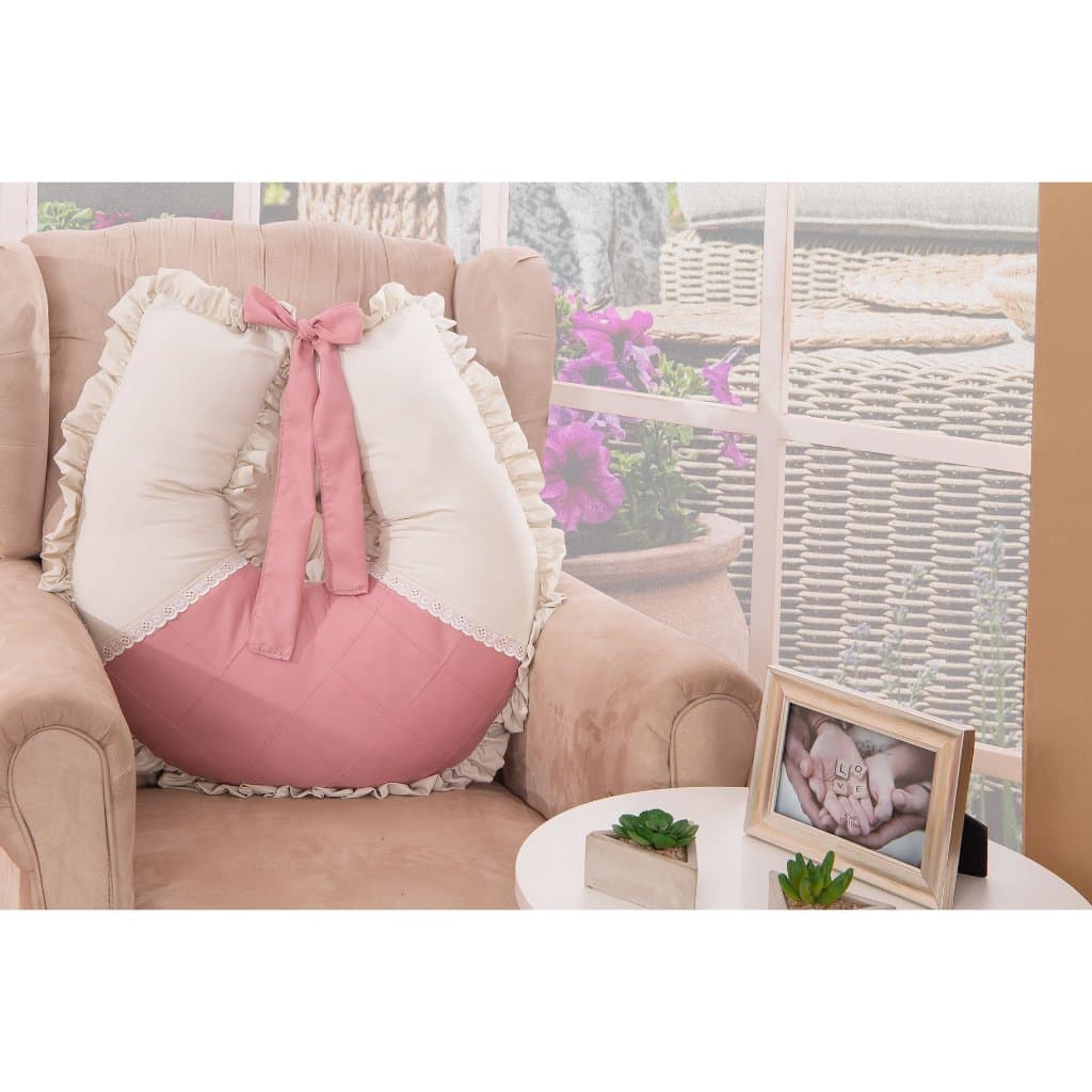 Almofada Amamentação Travesseiro Amamentar com Laço Luxo / Menina e Menino