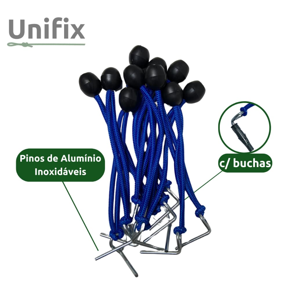 10 Elasticos Estica Lona de Piscina Pinos Aluminio Inox (Cordinha Elástica para Lona de Piscina, segurança e limpeza)