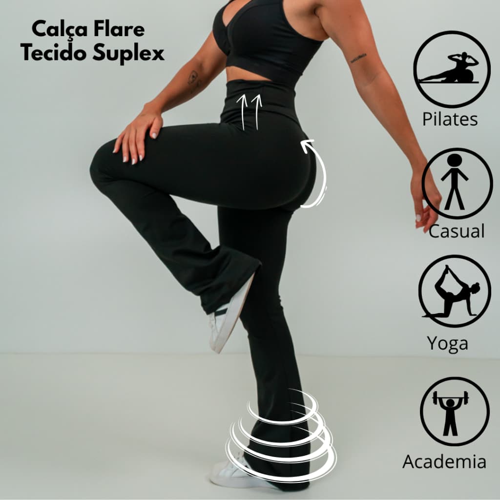 Calça Legging Bailarina Flare Modela bumbum Cintura Alta P ao GG Promoção