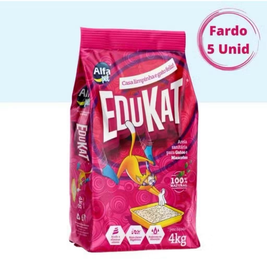 Kit 5un Areia Sanitária Higiênica Para Gatos Anti Odor Edukat Pacote  4kg