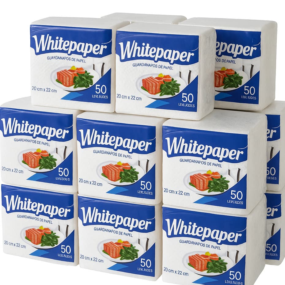 Guardanapo De Papel 600un/1200un 20x22cm Branco Folha Simples - Whitepaper