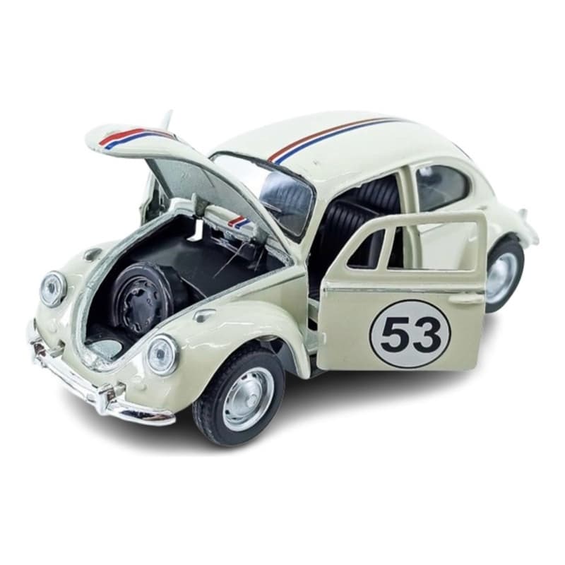 Miniatura Carro Fusca Herbie 53 fusquinha Coleção Pneus em Borracha e Rodas Originais. Abre portas