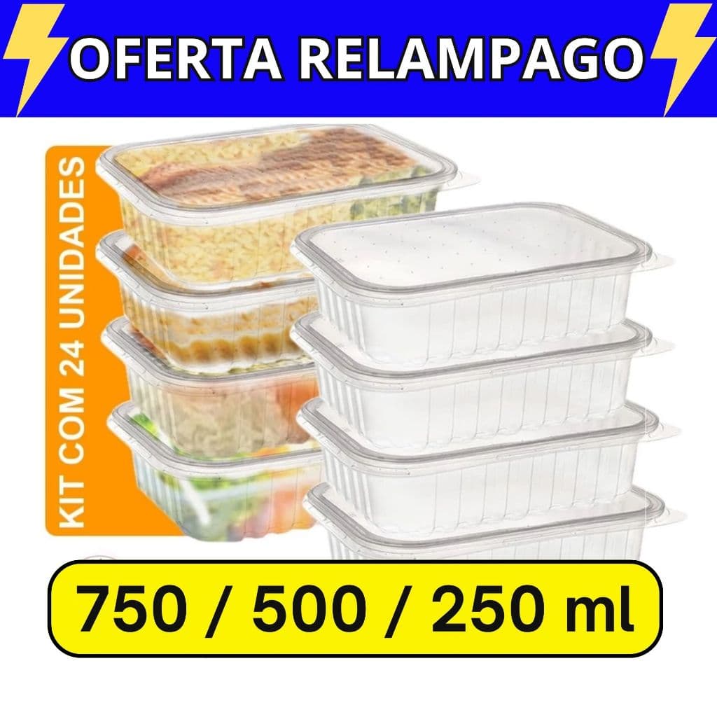 Kit 24 Unidades Pote Marmita Freezer Microondas Fitness Envio Imediato - Pote Plástico Não Tóxico