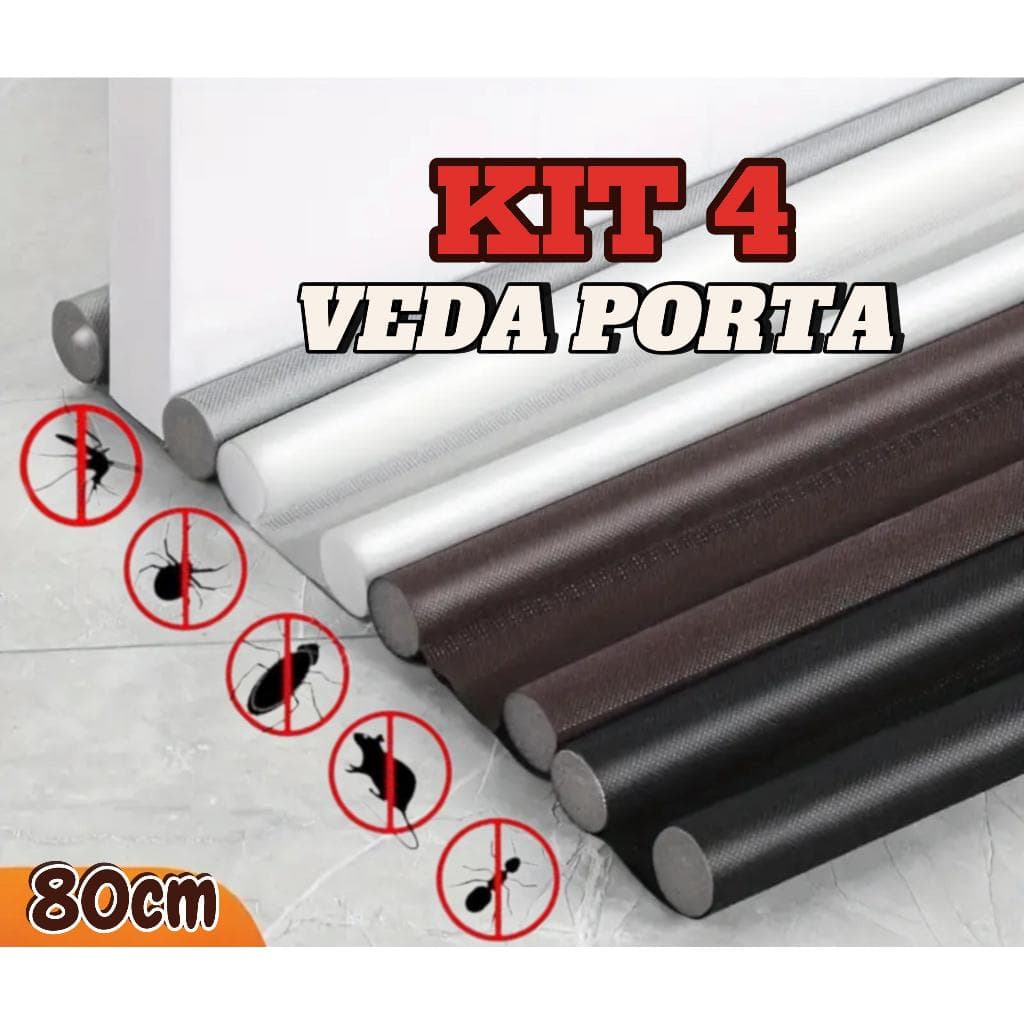 Kit 4 Veda Porta Impermeável Proteção de Porta Protetor Impermeável Rolinho Duplo