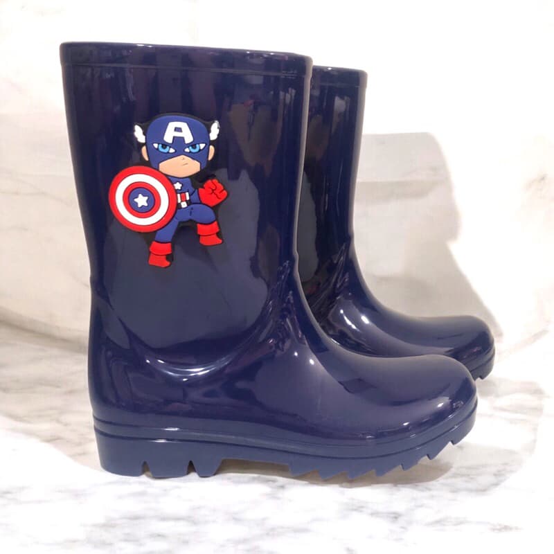 Galocha Bota de Chuva Cano Alto Capitão America Infantil Menino Juvenil Leve Moderna Confortável