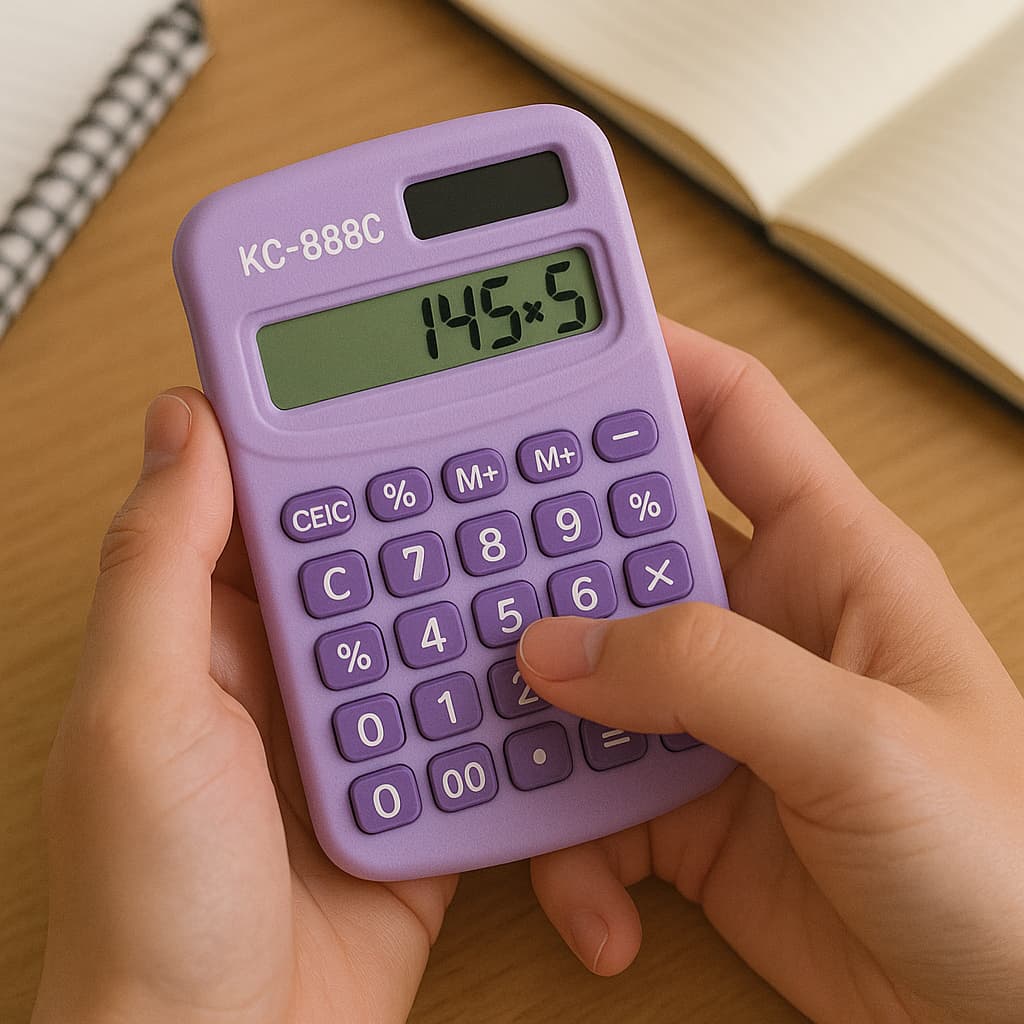Mini Calculadora Portátil 8 Dígitos Roxa Visor Grande Teclas De Função Uso Escolar Escritório