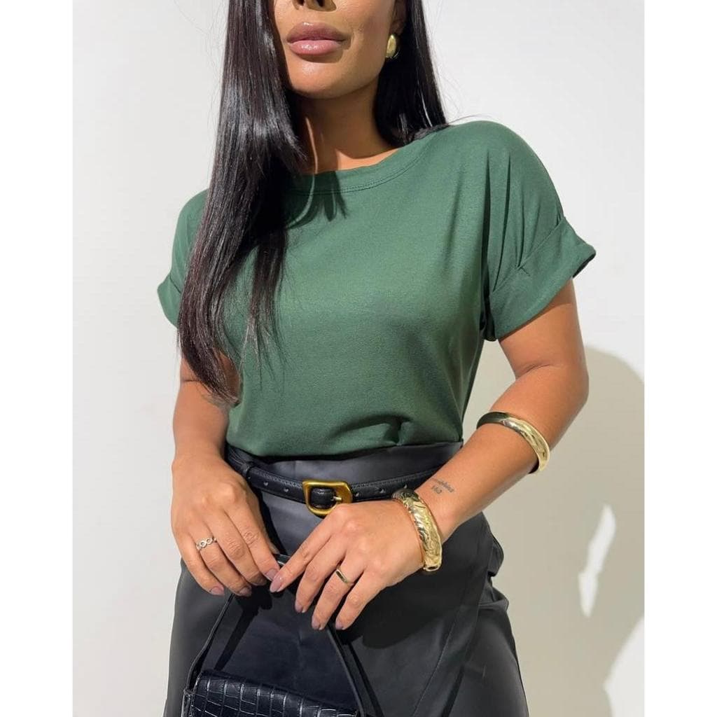 Blusa Feminina Estilosa T Shirt Lisa Manga Japonesa