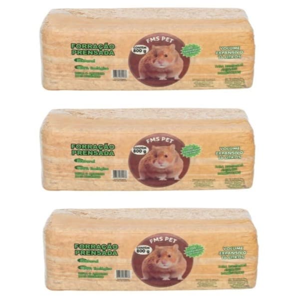 3PACOTES Serragens Prensadas Para Hamster Roedores Aves e Compostagem 800GR / 16LT cada