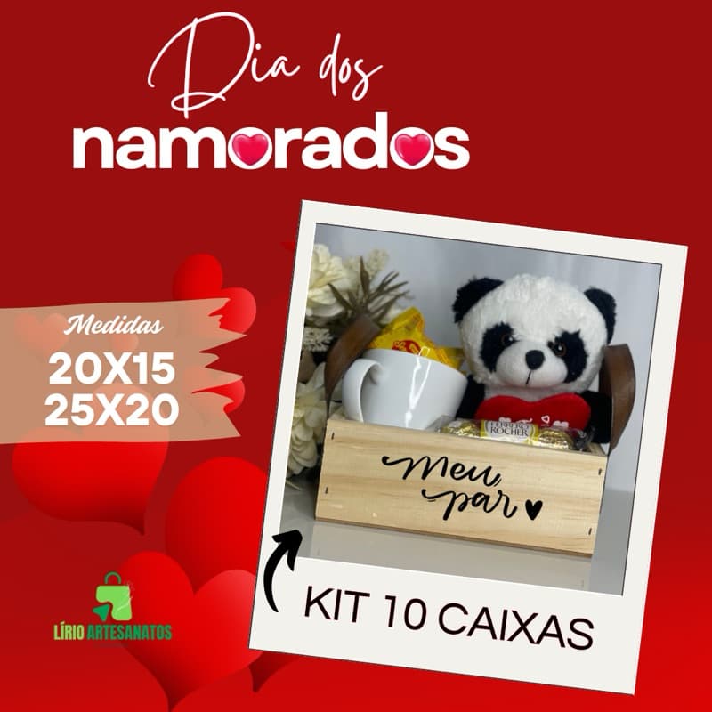 Kit 10 Caixas Românticas de Madeira Personalizadas - dia dos namorados/dia das mães/dia dos pais