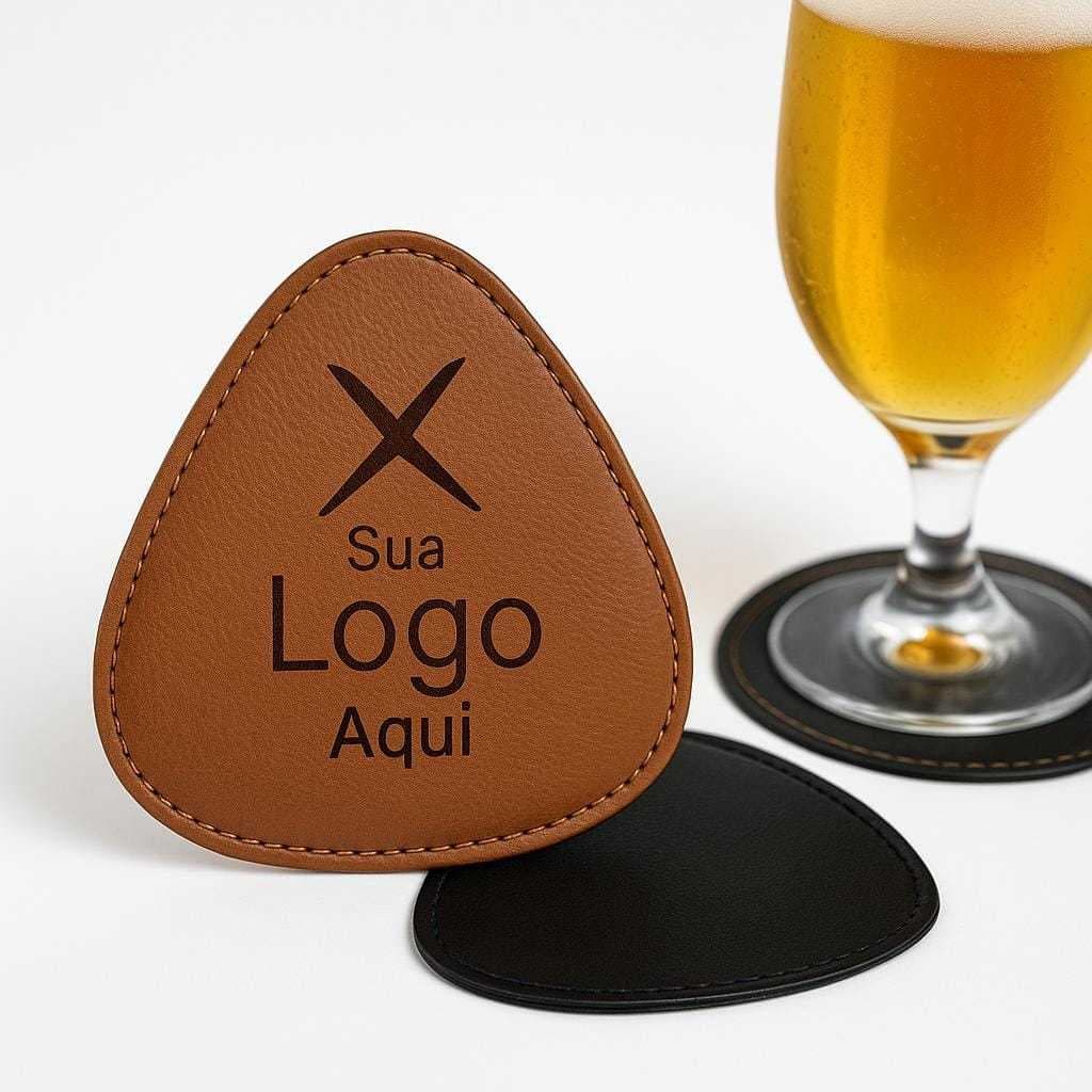 10 Porta Copos Couro Sintetico Luxo Para Sua Mesa + Logo