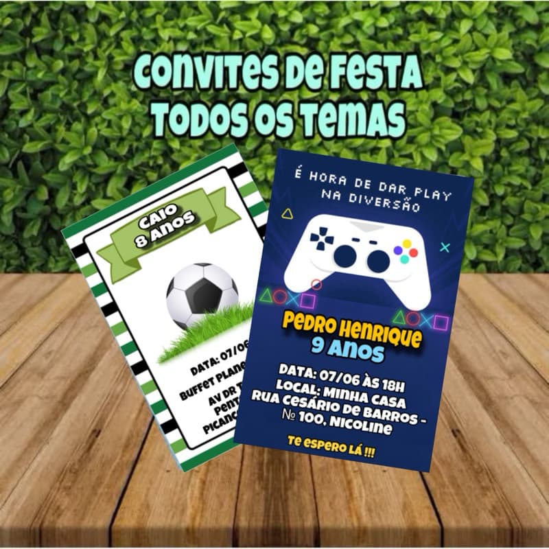 Convite de festa 10x14cm - TODOS OS TEMAS