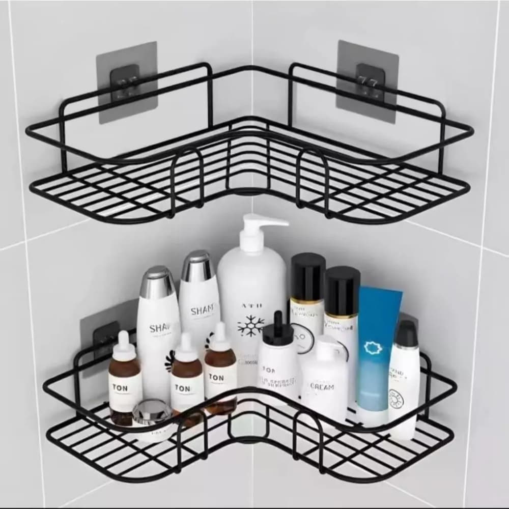 Kit 2 Prateleiras Suporte Com Alto Adesivos Para Parede Banheiro Cozinha lavanderia Shampoo E Sabonete