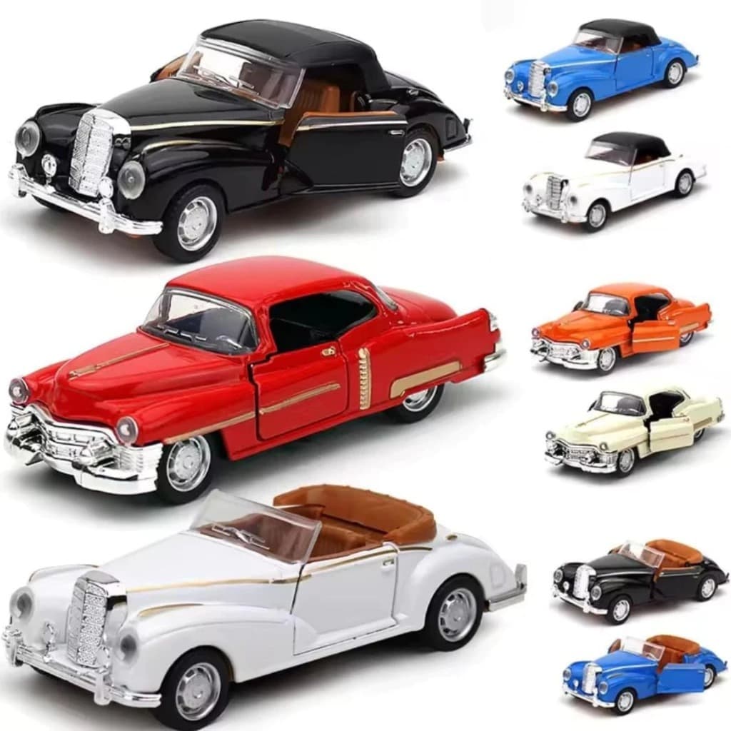 Miniatura carro ferro metal Mercedes 300S e Cadillac Clássico coleção brinquedos