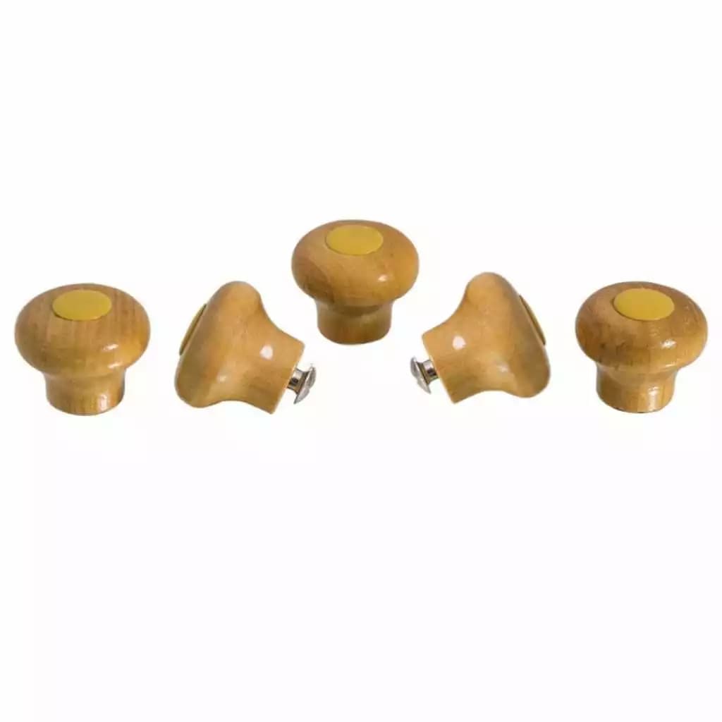 Kit 5 Pomel de Madeira Pegador Puxador Para Tampas De Panelas de Vidro e Alumínio