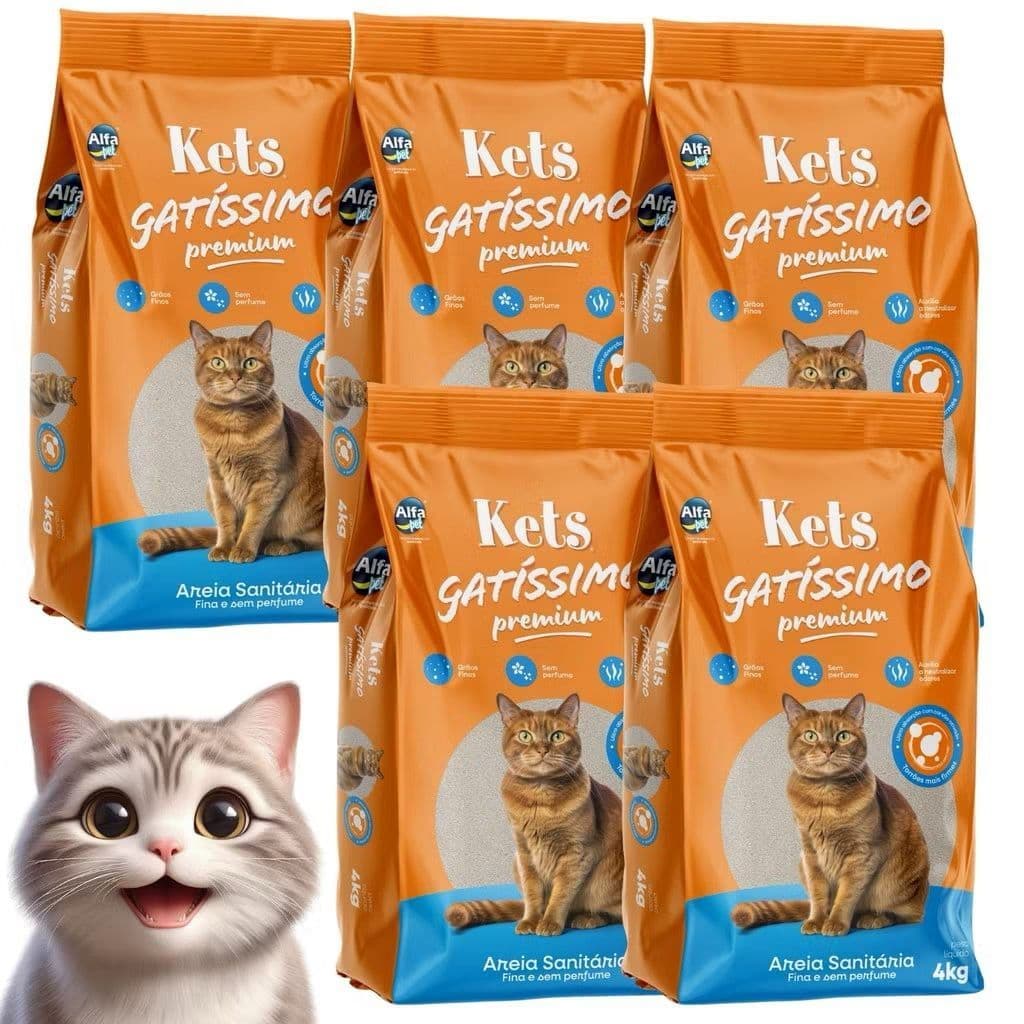 Kit 5un. Areia Sanitária Higiênica Para Gatos Anti Odor Gatíssimo 20kg Total