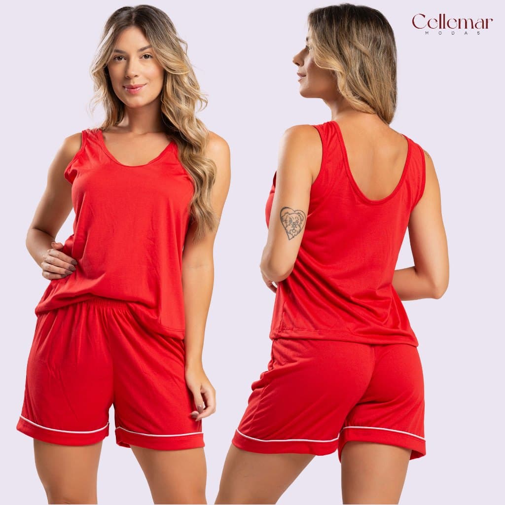 Pijama Baby Doll Sexy Short Doll Feminino Detalhe Luxo Conjunto Pijama Liso Sem Bojo Original