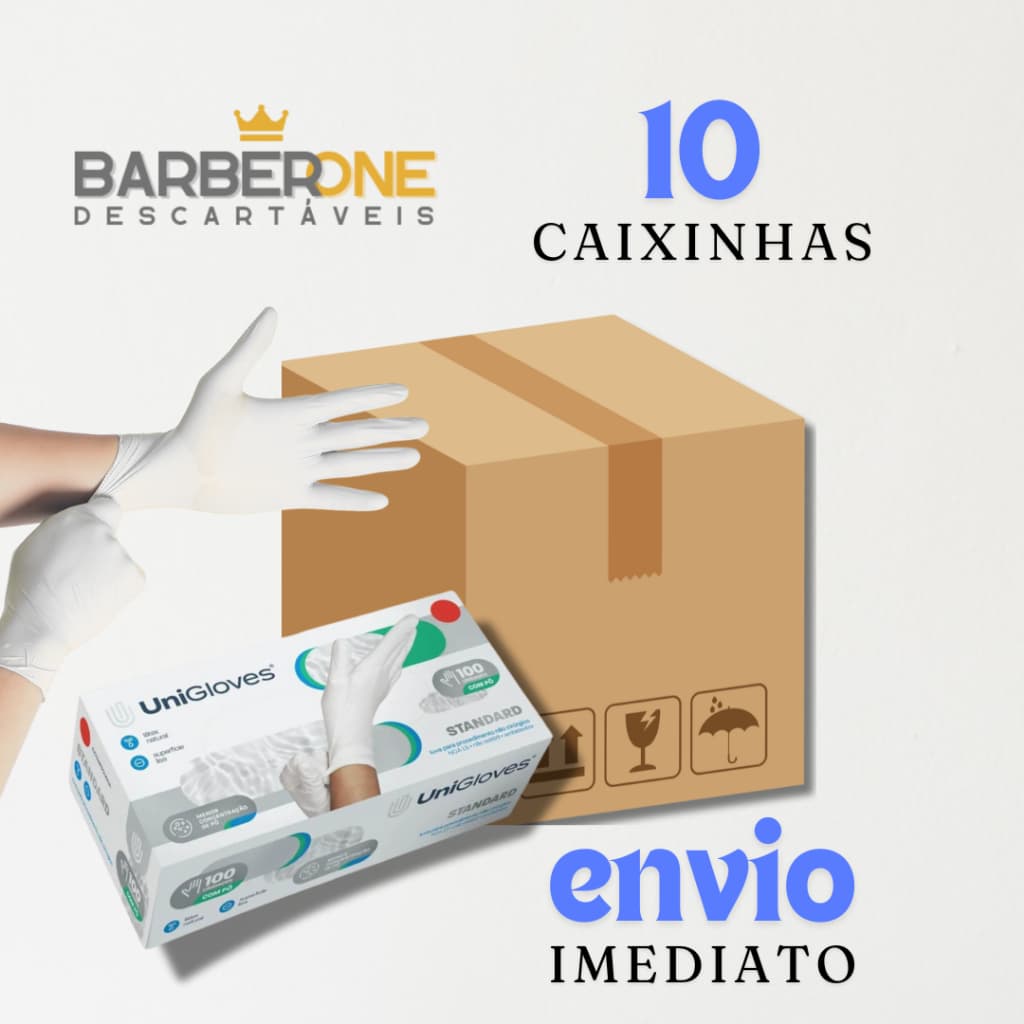 LUVAS DE LATEX COM TALCO UNIGLOVES STANDARD - 1 CAIXA COM 10 CAIXINHAS -1000 UNIDADES
