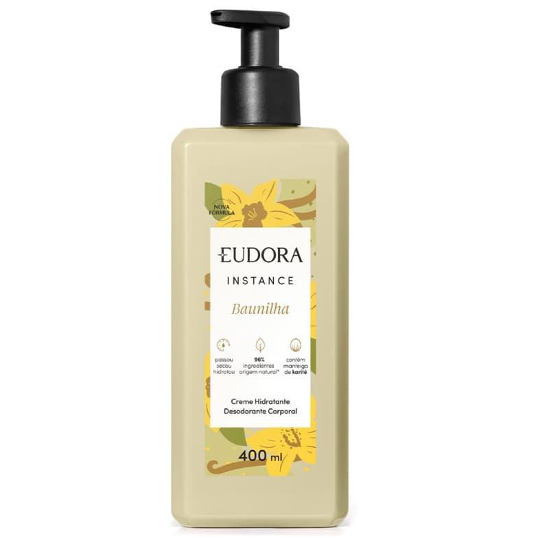 Hidratante Desodorante Corporal Baunilha , frutas vermelhas, karite, morango, ameixa Instance 400ml Nova fórmula