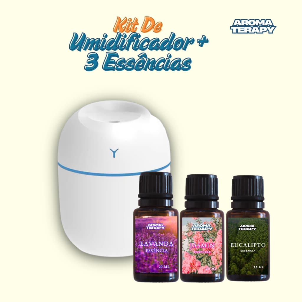 Kit Umidificador Aromatizador com 3 Essências Hidrossolúvel | Difusor De Ar Egg  | 3 Essências