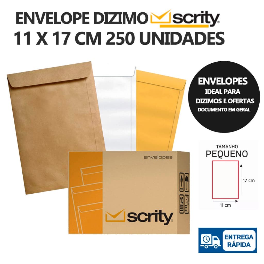 Envelope Dizimo 11X17 cm Scrity 250 Unidades