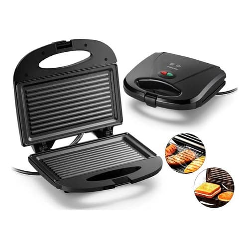 Misteira Sanduicheira 750w 127v Multilaser Gourmet Mini Grill Tostequeira Chapa Dupla Preto