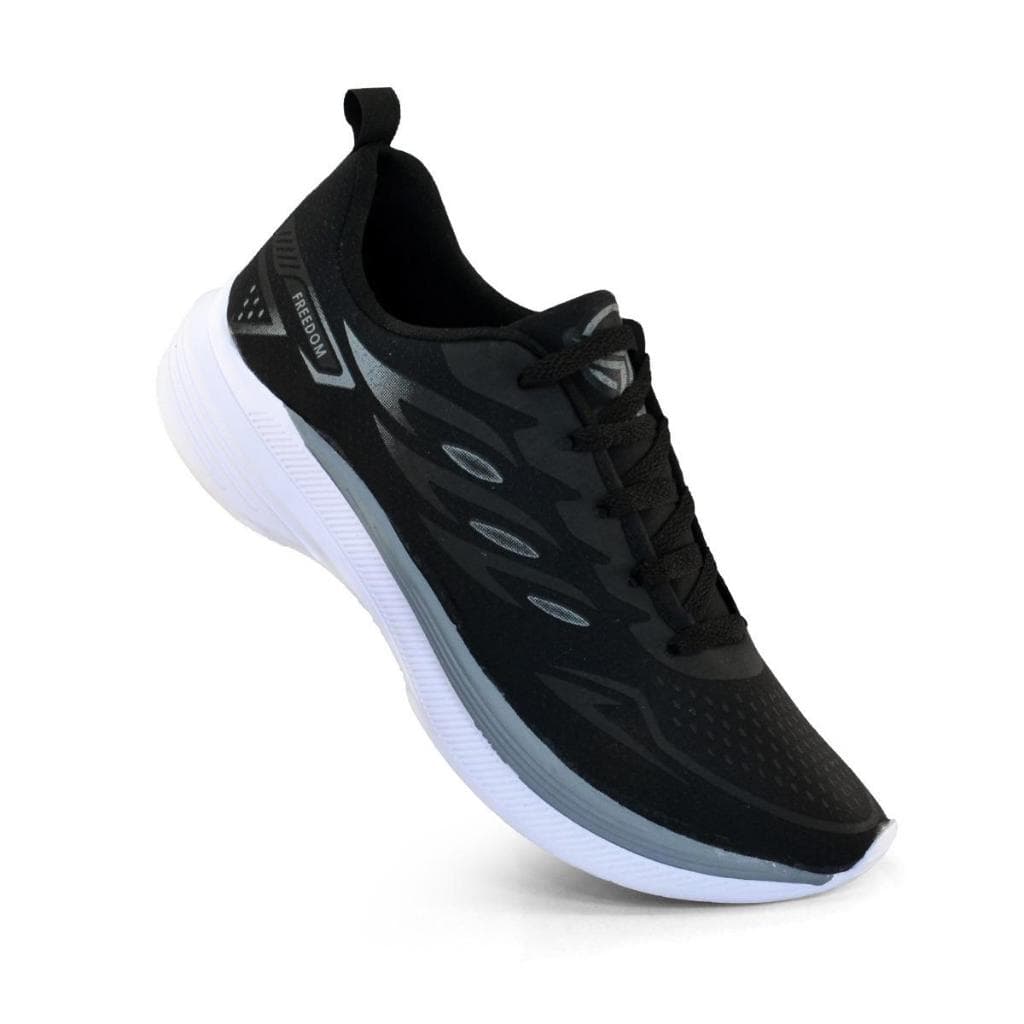 Tenis Masculino UNISSEX Escolar Academia Original FREEDOM Corrida Caminhada Lançamento PROMOCAO PRETO PRATA