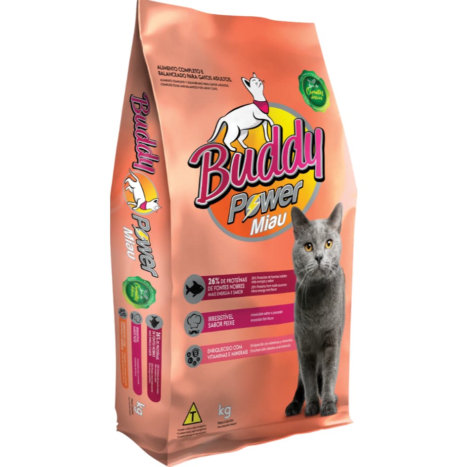 Ração Buddy Power Miau Peixe Gatos Adultos 10kg