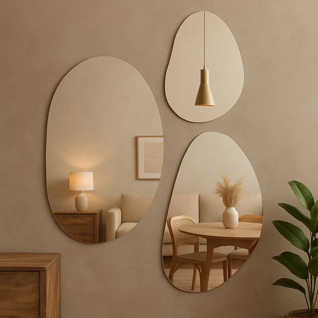 Kit Combo 3 Espelhos Pelo Preço de 1 Espelgo Orgânico Composição Mosaico Decoração Compre 1 Leve 3