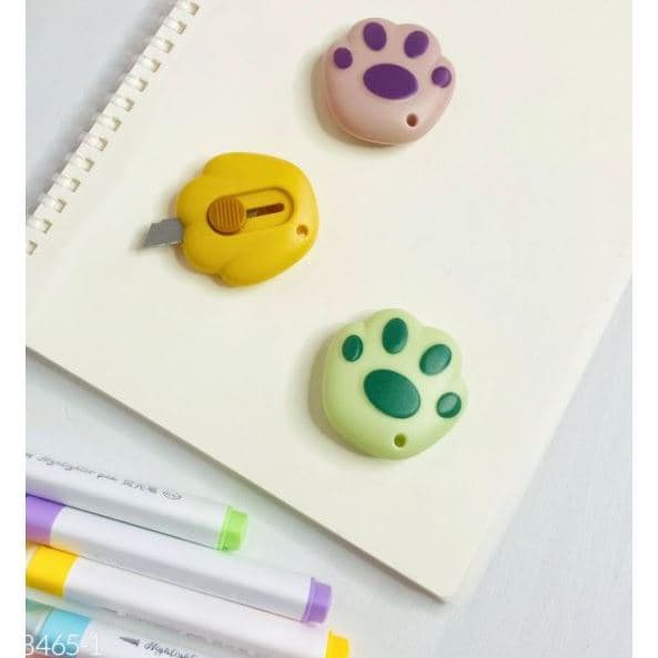 Mini Estilete LAMINA RETRATIL Patinha de Gato felino papelaria fofa kawaii