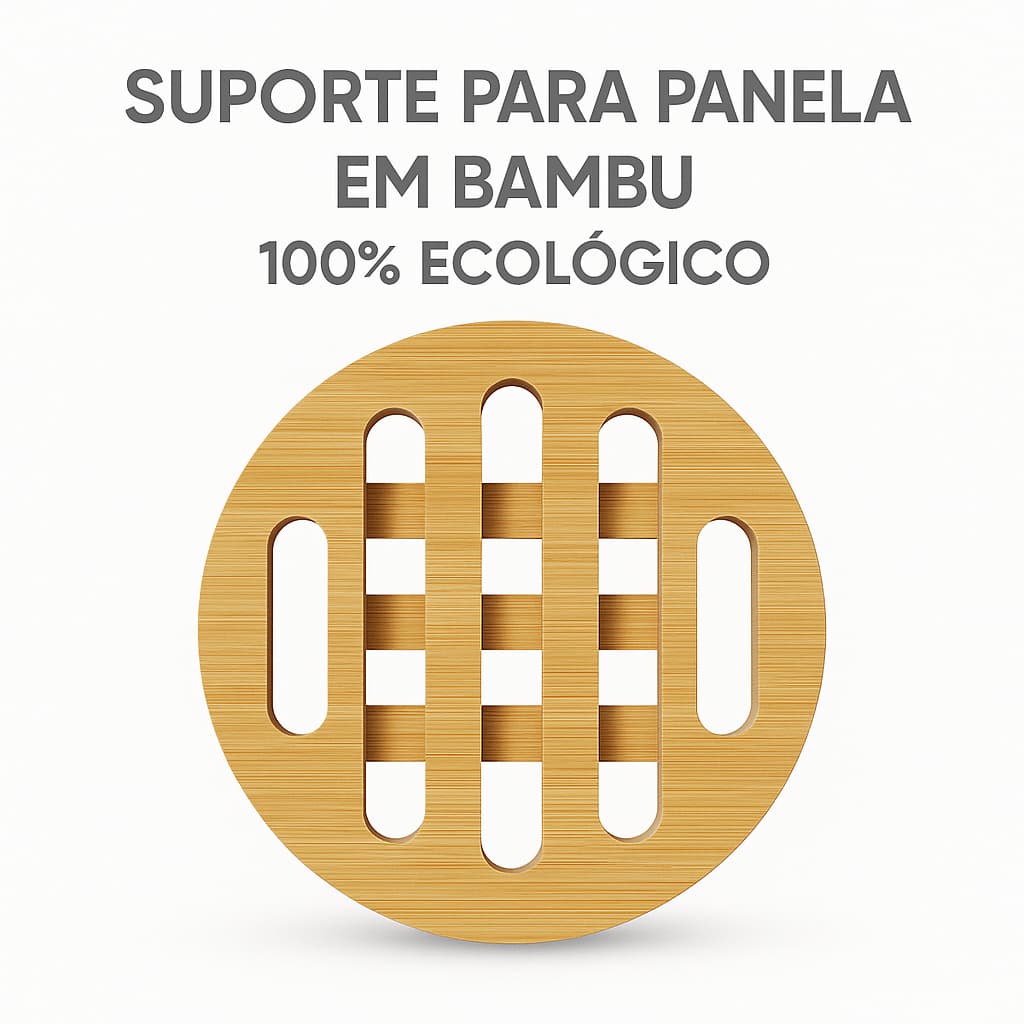 Kit 4 Peças Para Descanso de Panela Bambu Redondo Resistente ao Calor
