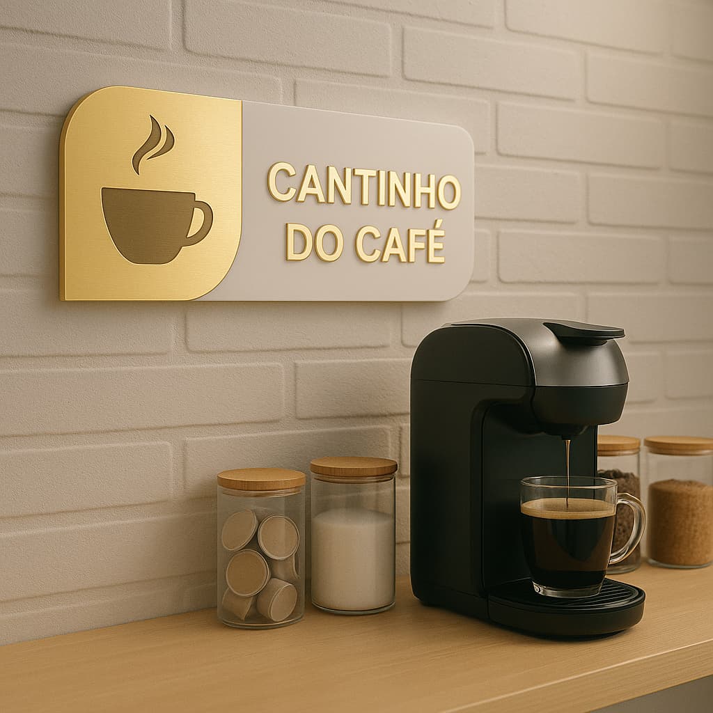 Letreiro Cantinho Do Café Acrílico Espelhado Identificação