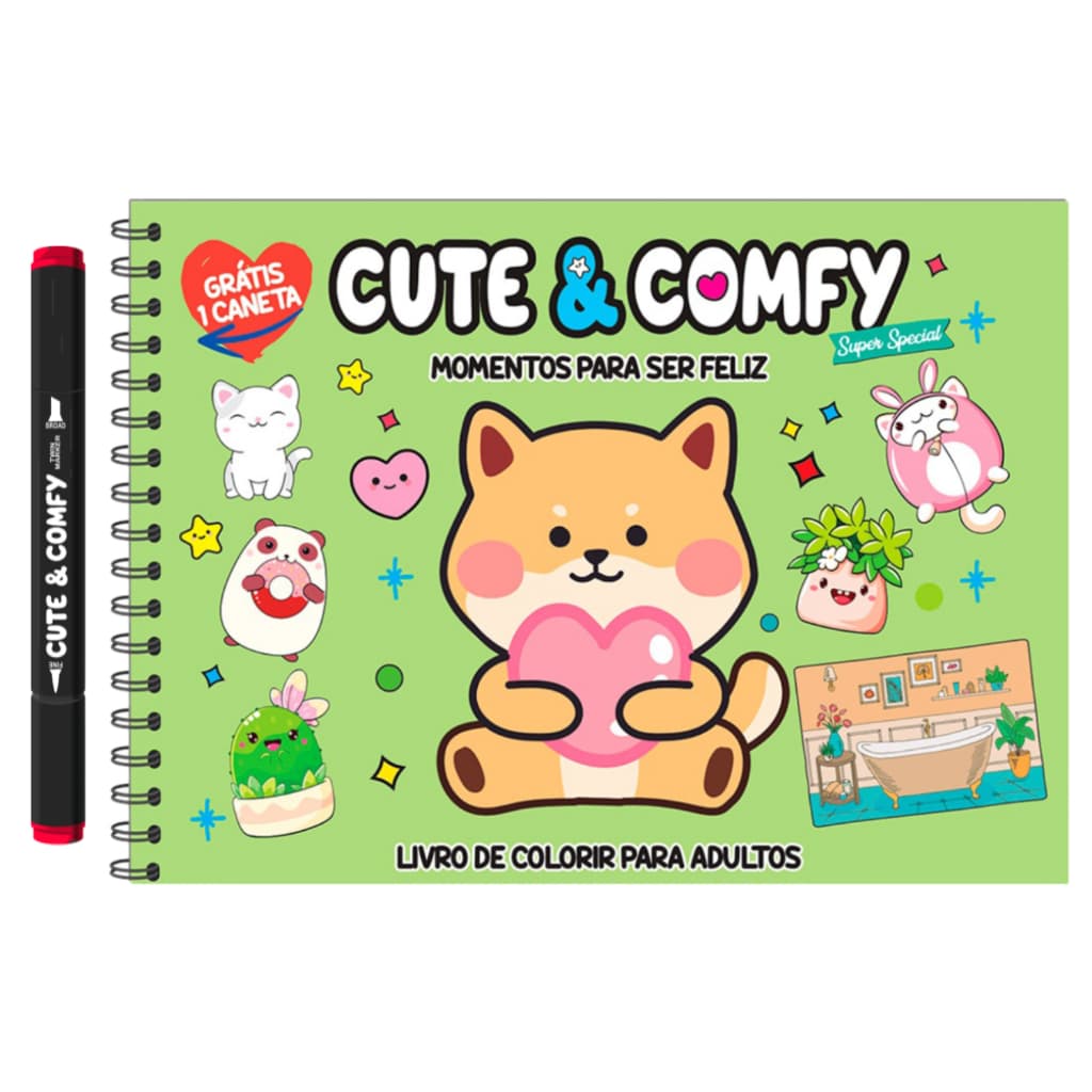 Cute & Comfy Super Special Edição 2 - Livro de Colorir Adulto - Espiral com Caneta