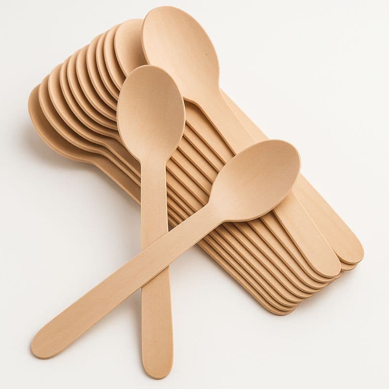 Kit 100 Unidades Colheres Descartáveis De Madeira Biodegradável 14cm