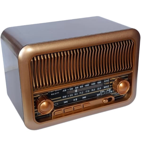 Rádio Portátil Retrô c/ Bluetooth Recarregável Am Fm Sw Pendrive Usb - KA-3177