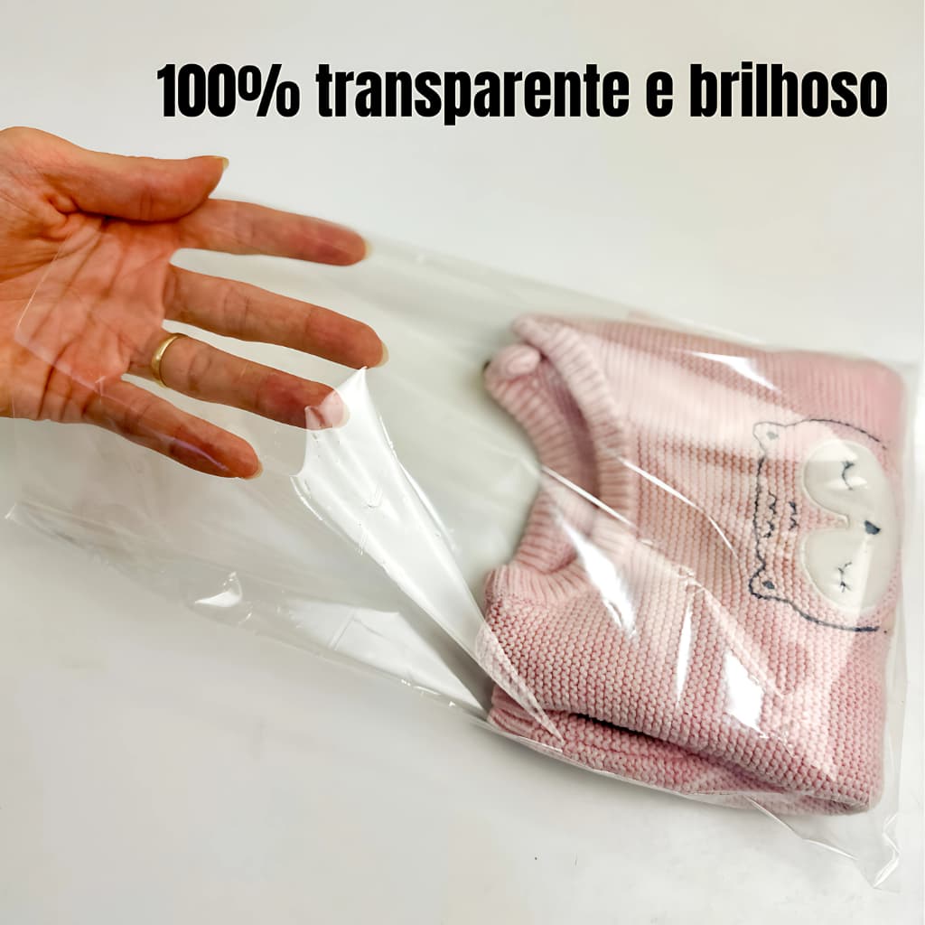 Kit 100 Unidades de Saco Plastico Transparente Sem Abas Embalagem com Qualidade e Resistencia