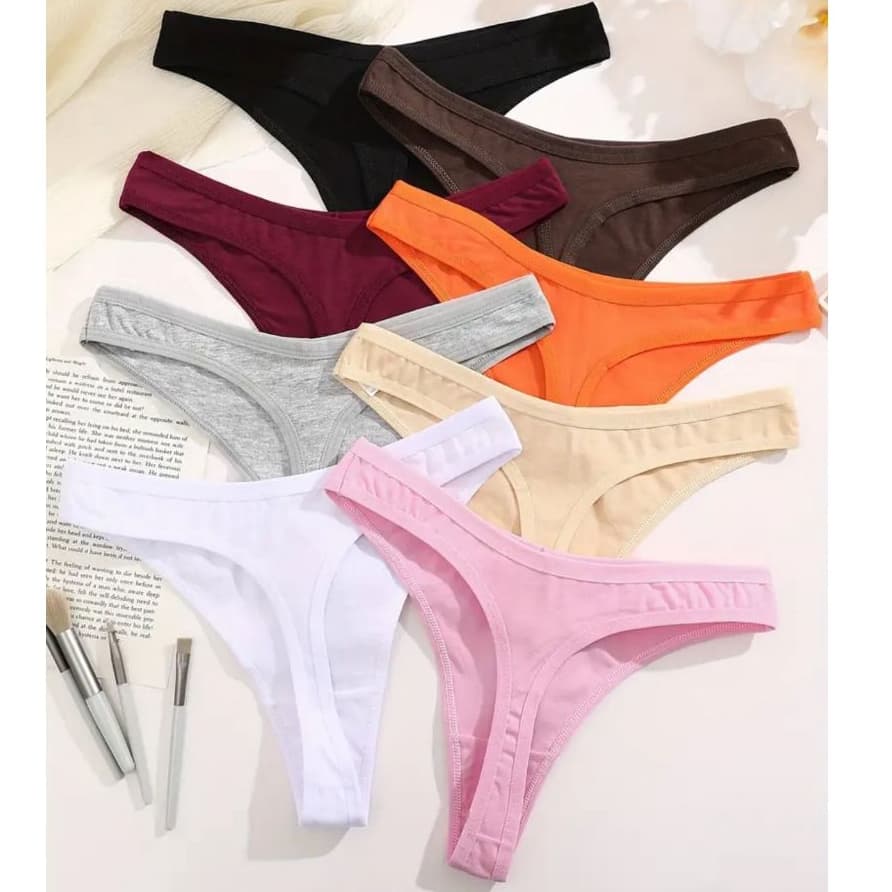 Kit Calcinhas 100% Algodão Fio Dental Clássica em Cotton Cores solidas Moda Íntima Feminina