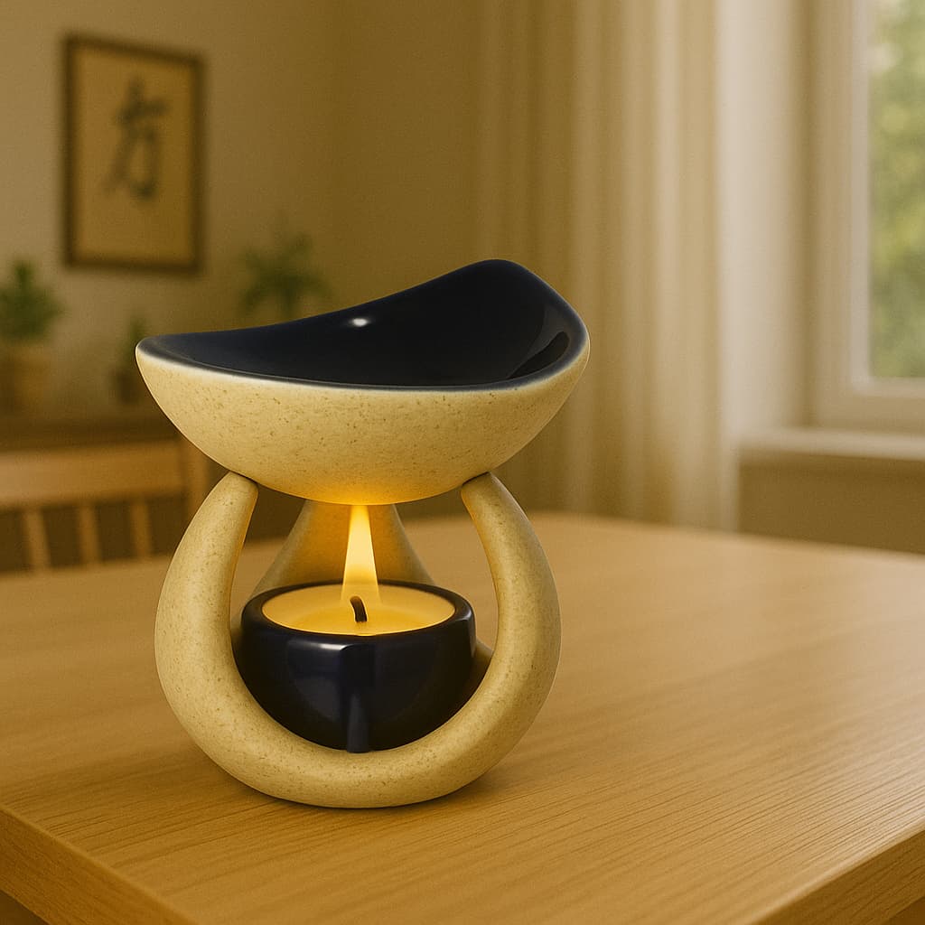 Rechaud Difusor De Aromas Aromatizador De Ambiente Cerâmica Azul