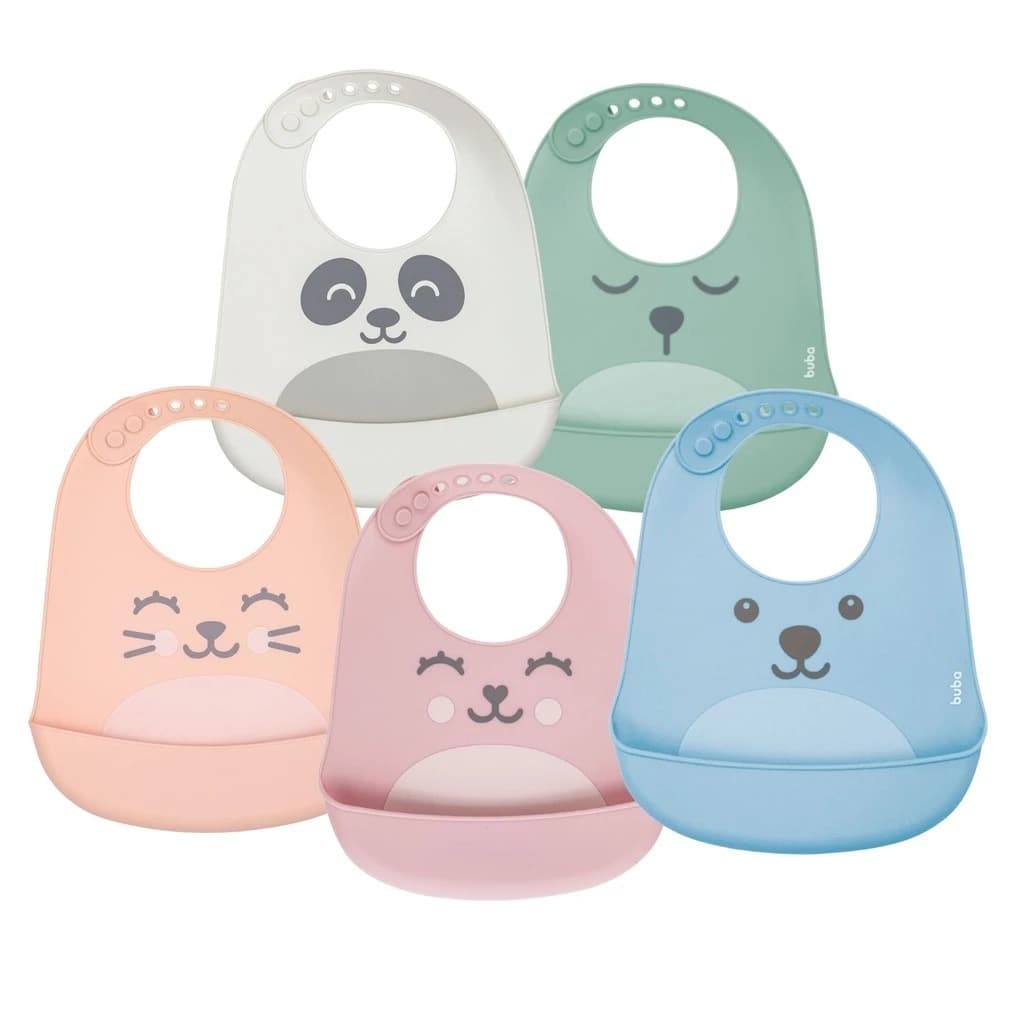 Babador De Silicone Gumy Impermeável Pega Migalha Buba Rosa Azul Verde