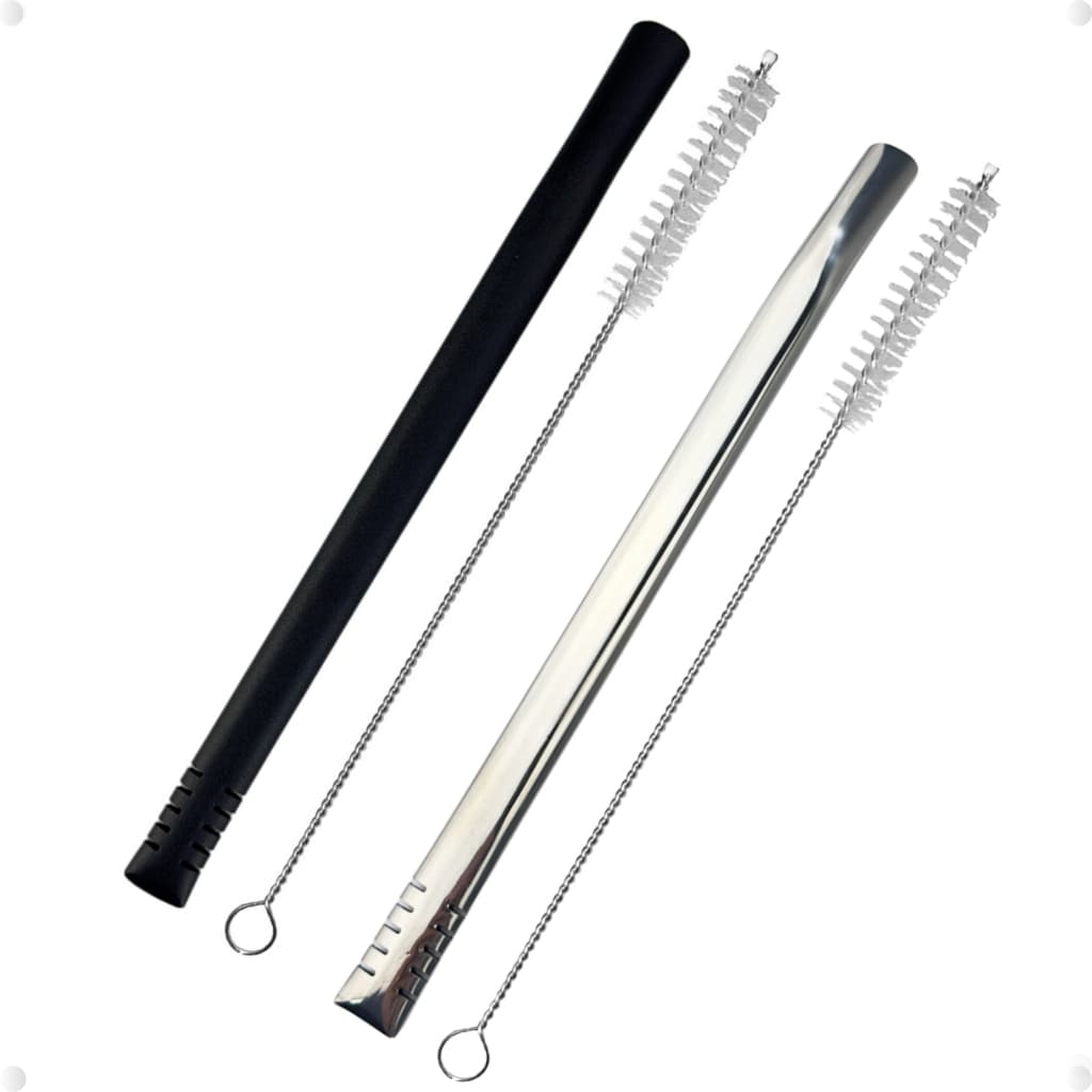 Bomba De Terere 19cm Aço Inox Filete Com Escova de Higienização