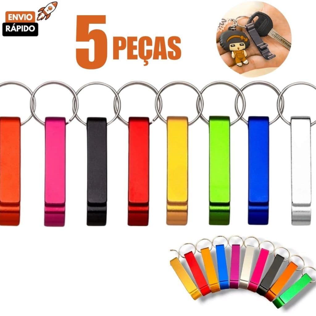 Jogo 5/3 Peças Chaveiro Abridor de Garrafas e Latas Pé de Galinha